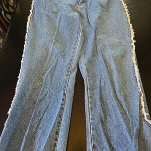 Rock‎ & Rose Distressed Fringe Blue Denim Jeans 100% Cotton - Size 9